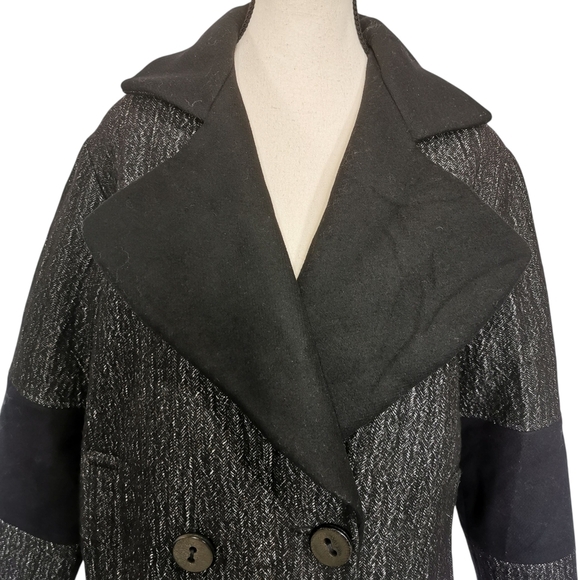 Trina Turk Vintage Wool/Wool Blend Thigh Length Double Breasted Coat - Sz M-L - Picture 2 of 9